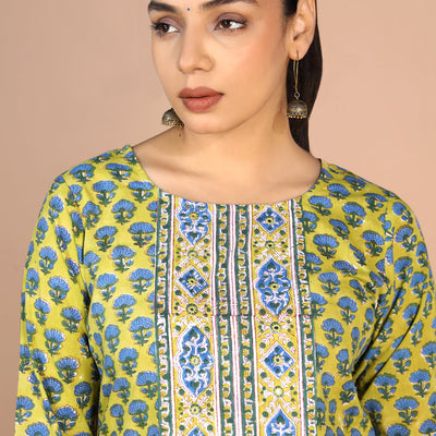 Floral Sanganeri handblock printed cotton Kurti