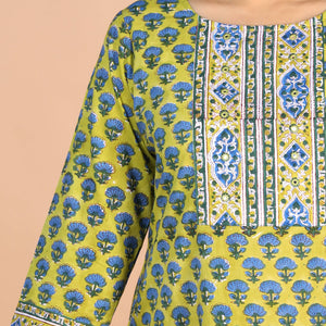 Floral Sanganeri handblock printed cotton Kurti