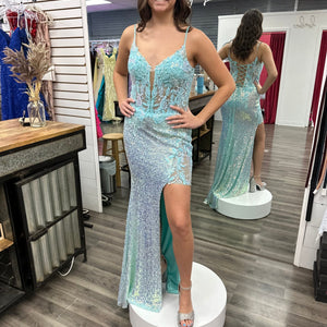 Sequin Fitted Sleeveless Slit Gown by Jovani 24299
