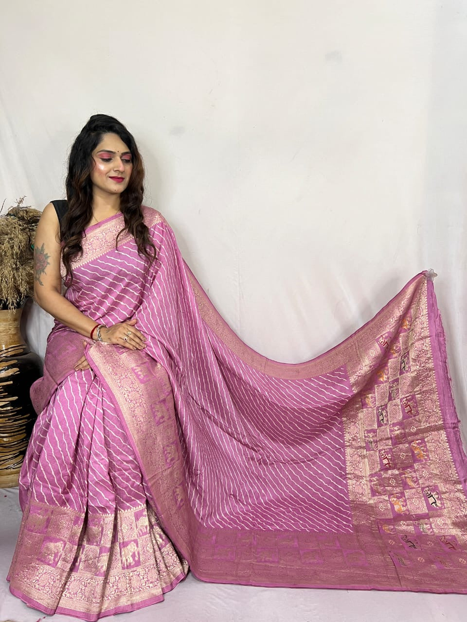 Modal Silk Leheriya Print Saree
