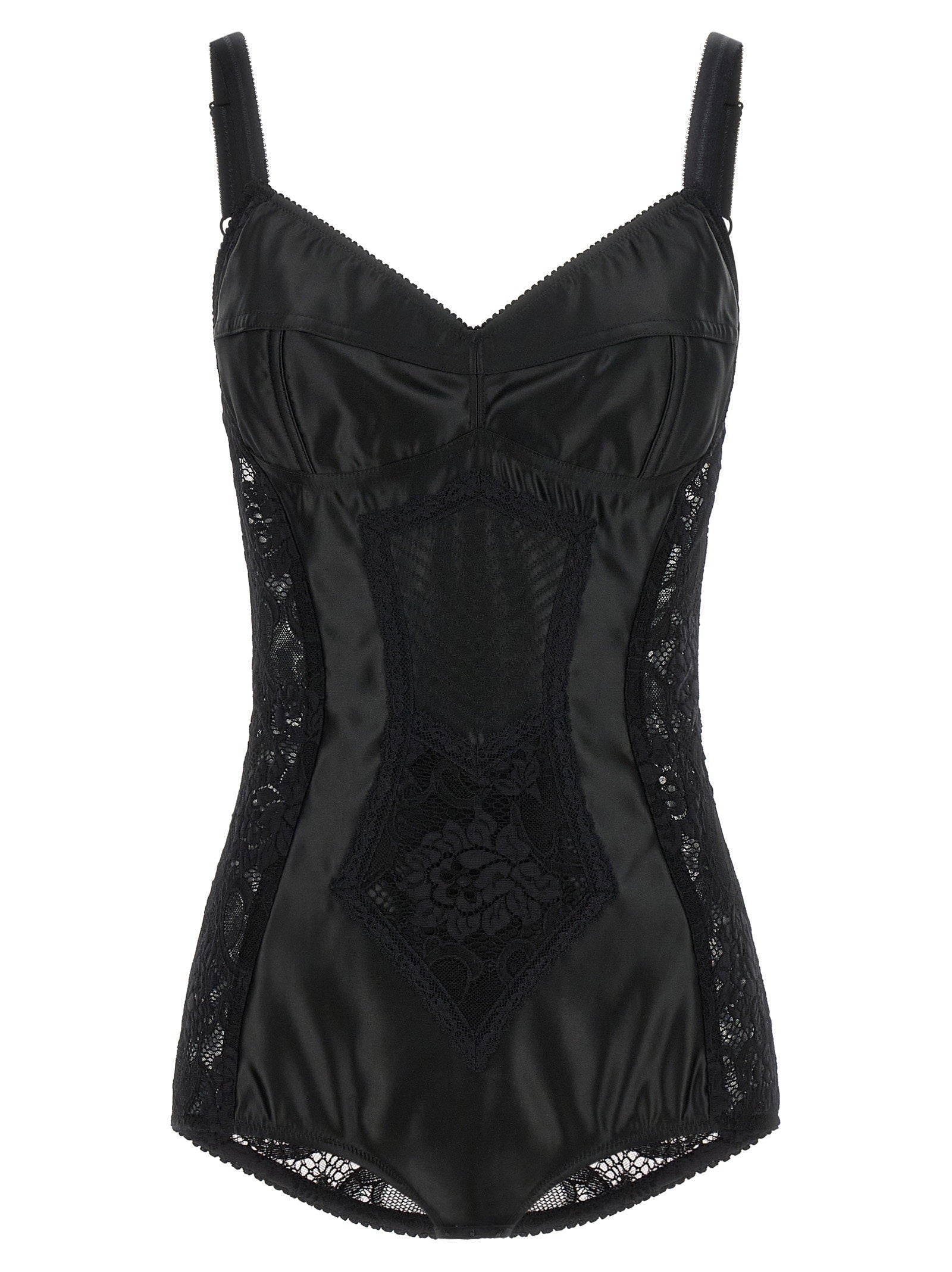 Dolce & Gabbana Satin And Lace Corsetry Bodysuit