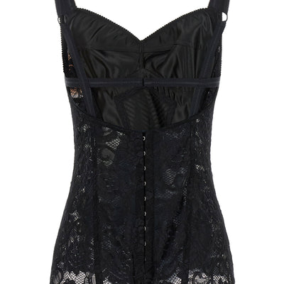 Dolce & Gabbana Satin And Lace Corsetry Bodysuit