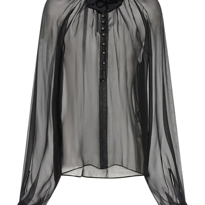 Dolce & Gabbana Chiffon Blouse With Flower