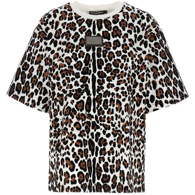 Dolce & Gabbana Animal Print Logo Plaque T-shirt