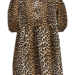 Ganni Leopard Poplin Dress