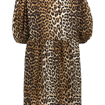 Ganni Leopard Poplin Dress