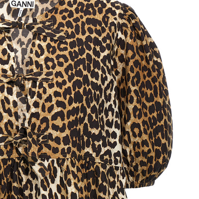 Ganni Leopard Poplin Dress