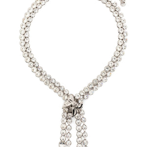 Alessandra Rich Bow Crystals Necklace