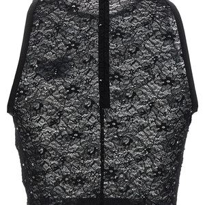 Alessandra Rich Rhinestone Lace Top