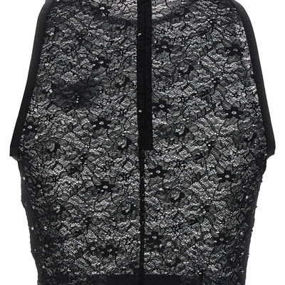 Alessandra Rich Rhinestone Lace Top