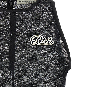 Alessandra Rich Rhinestone Lace Top