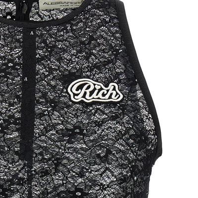 Alessandra Rich Rhinestone Lace Top