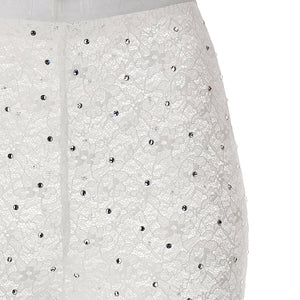 Alessandra Rich Rhinestone Lace Leggings