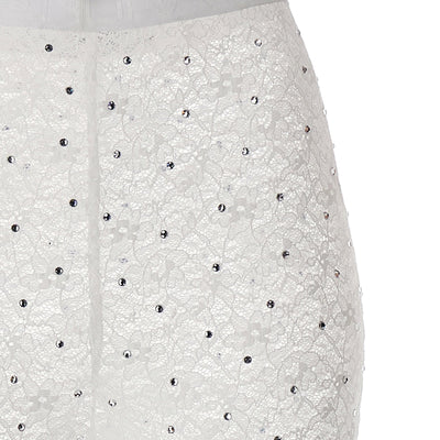 Alessandra Rich Rhinestone Lace Leggings