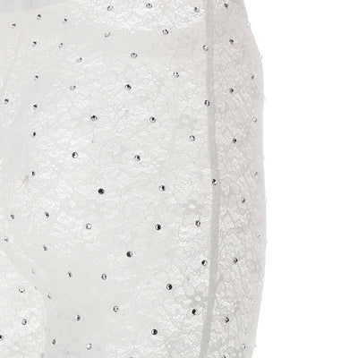 Alessandra Rich Rhinestone Lace Leggings