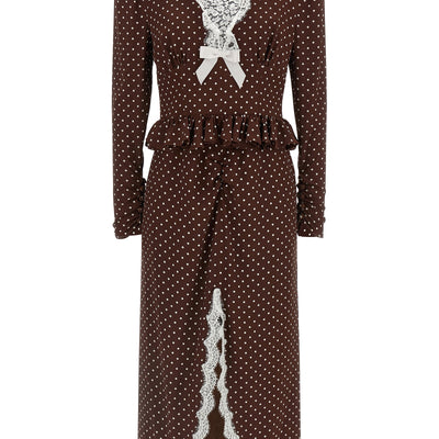 Alessandra Rich Polka Dot Midi Dress