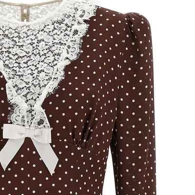 Alessandra Rich Polka Dot Midi Dress