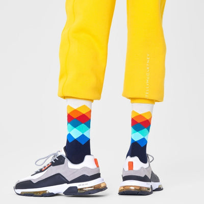 Happy Socks Unisex Faded Diamond Crew Length Socks for Women and Men