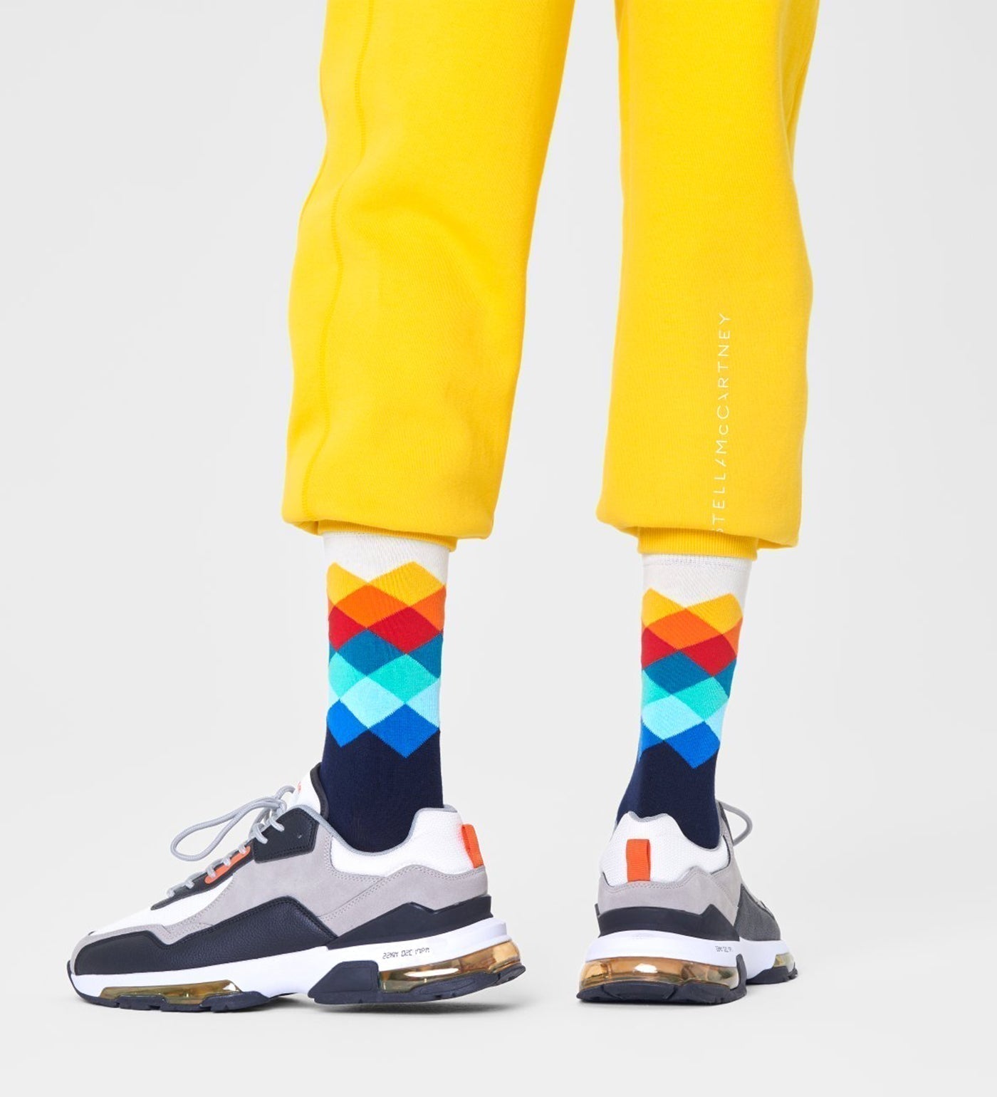 Happy Socks Unisex Faded Diamond Crew Length Socks for Women and Men