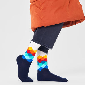 Happy Socks Unisex Faded Diamond Crew Length Socks for Women and Men