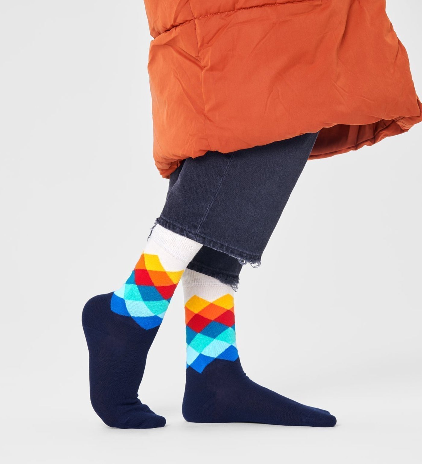 Happy Socks Unisex Faded Diamond Crew Length Socks for Women and Men