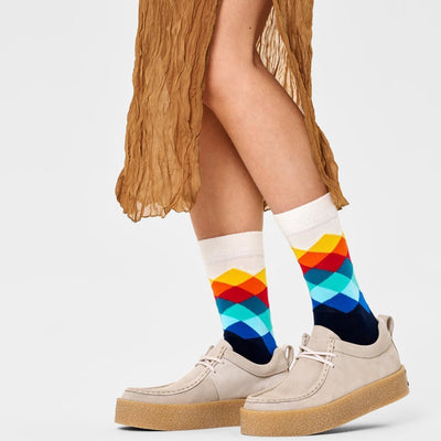Happy Socks Unisex Faded Diamond Crew Length Socks for Women and Men