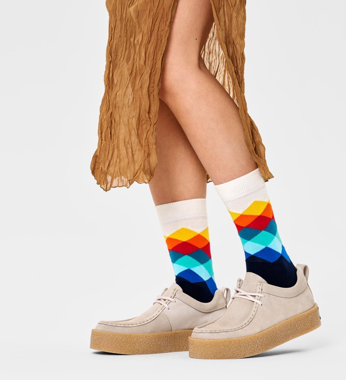 Happy Socks Unisex Faded Diamond Crew Length Socks for Women and Men