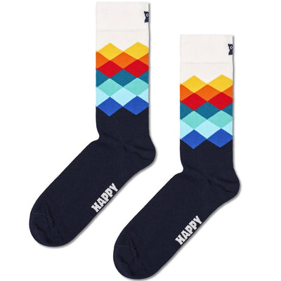 Happy Socks Unisex Faded Diamond Crew Length Socks for Women and Men