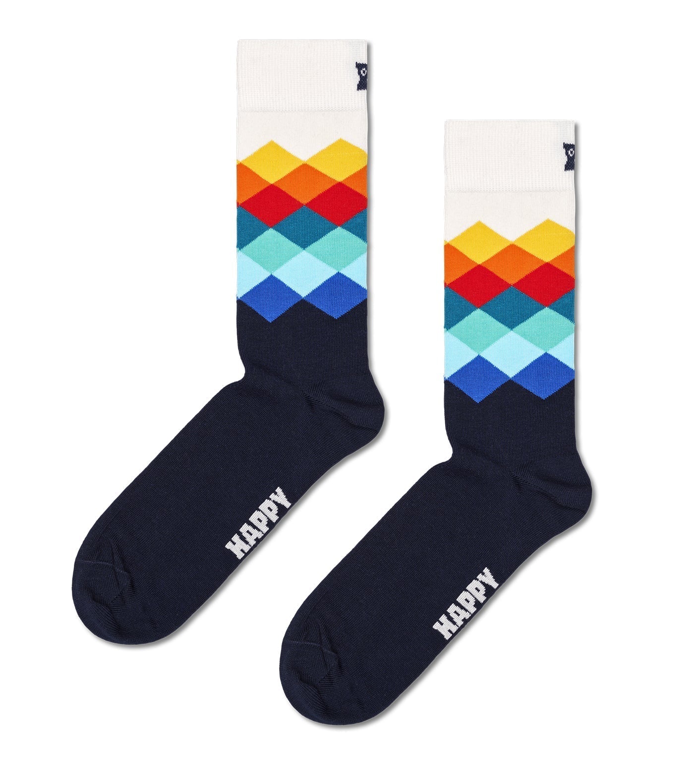 Happy Socks Unisex Faded Diamond Crew Length Socks for Women and Men