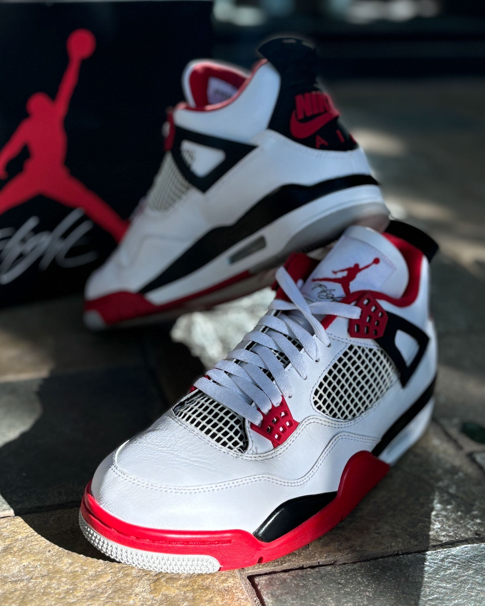 Nike Air Jordan 4 Retro White/Red Black-Tech Grey