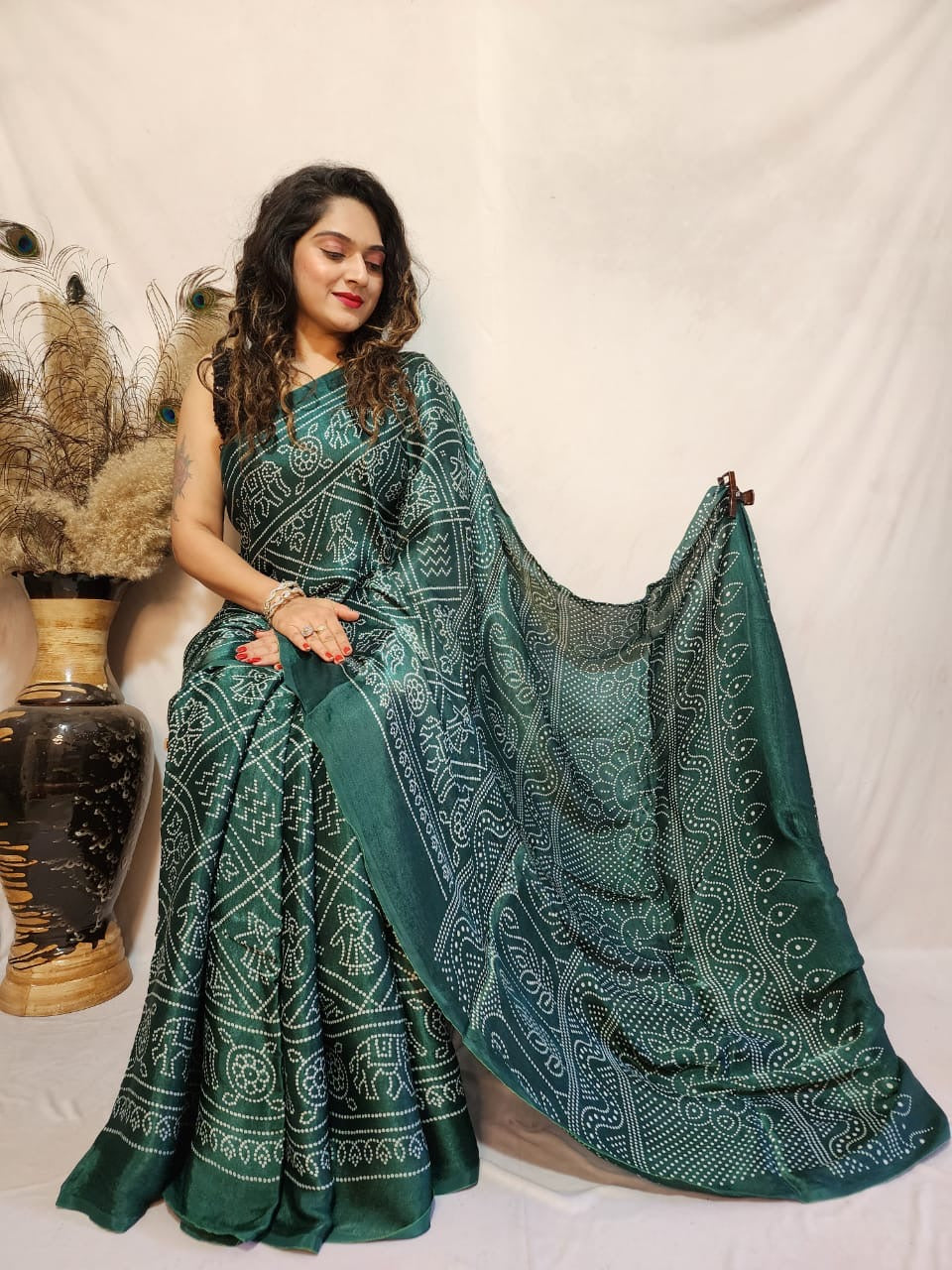 Modal Silk Bandhani Print Saree