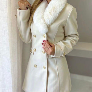 Louis Fur Detailed Double Breasted Overcoat
