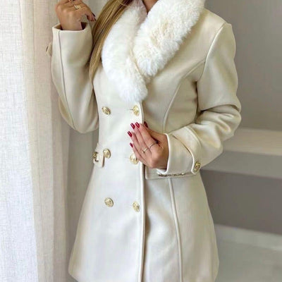 Louis Fur Detailed Double Breasted Overcoat