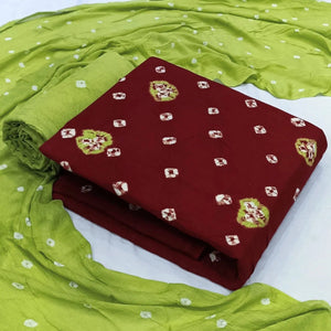 Dual Contrast Tye and Dye Bandhani Material (Unstitched)