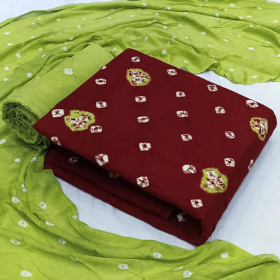 Dual Contrast Tye and Dye Bandhani Material (Unstitched)