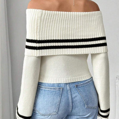 Mayfair Woolen Sweater with Offshoulder Detail