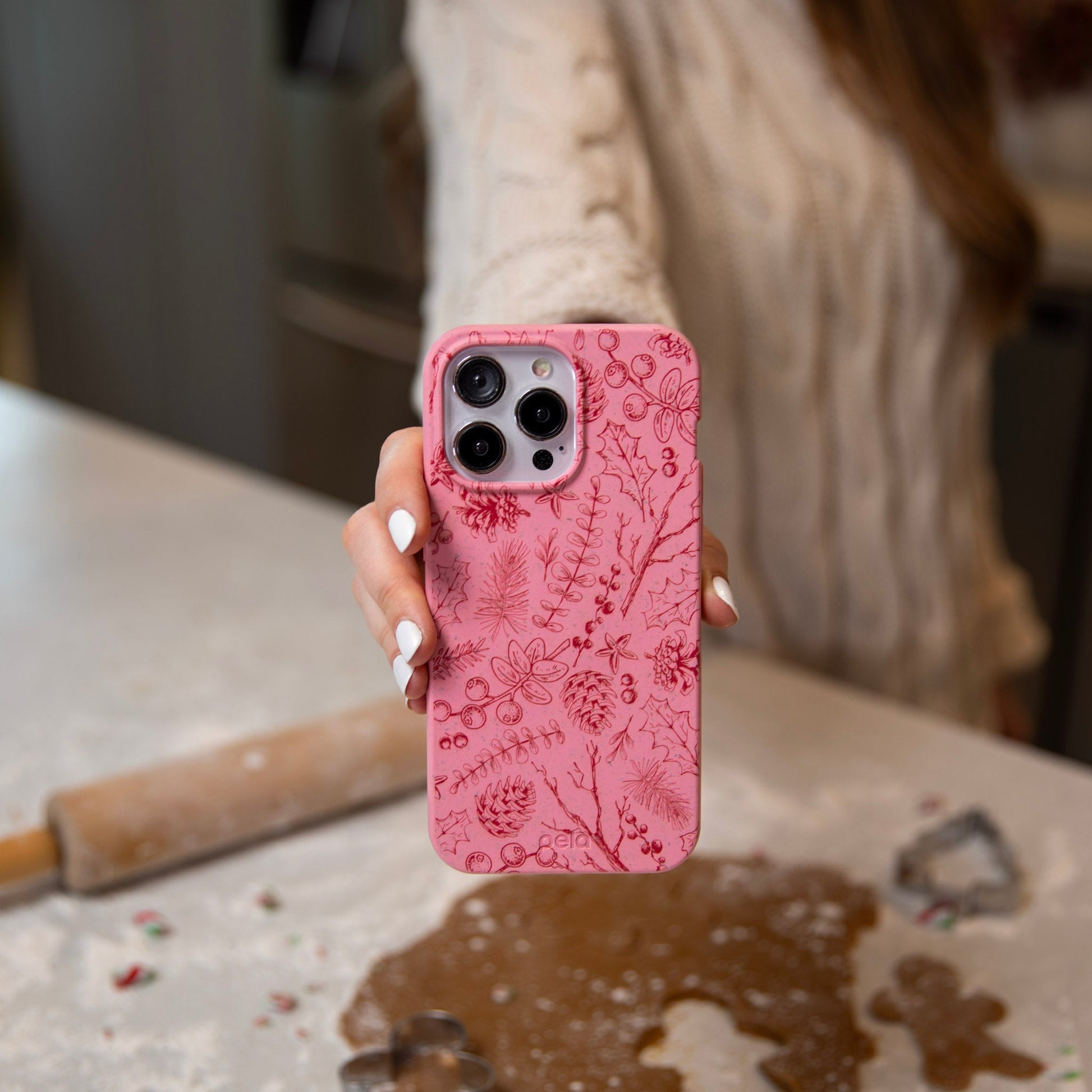 Bubblegum Pink Festive Forest iPhone 15 Pro Case