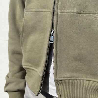 Coszus Embroidered Sage Zip-Up Hoodie