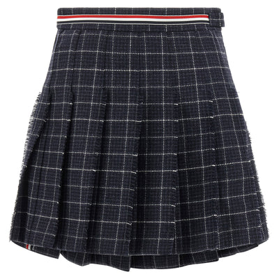 Thom Browne Rwb Pleated Tweed Skirt