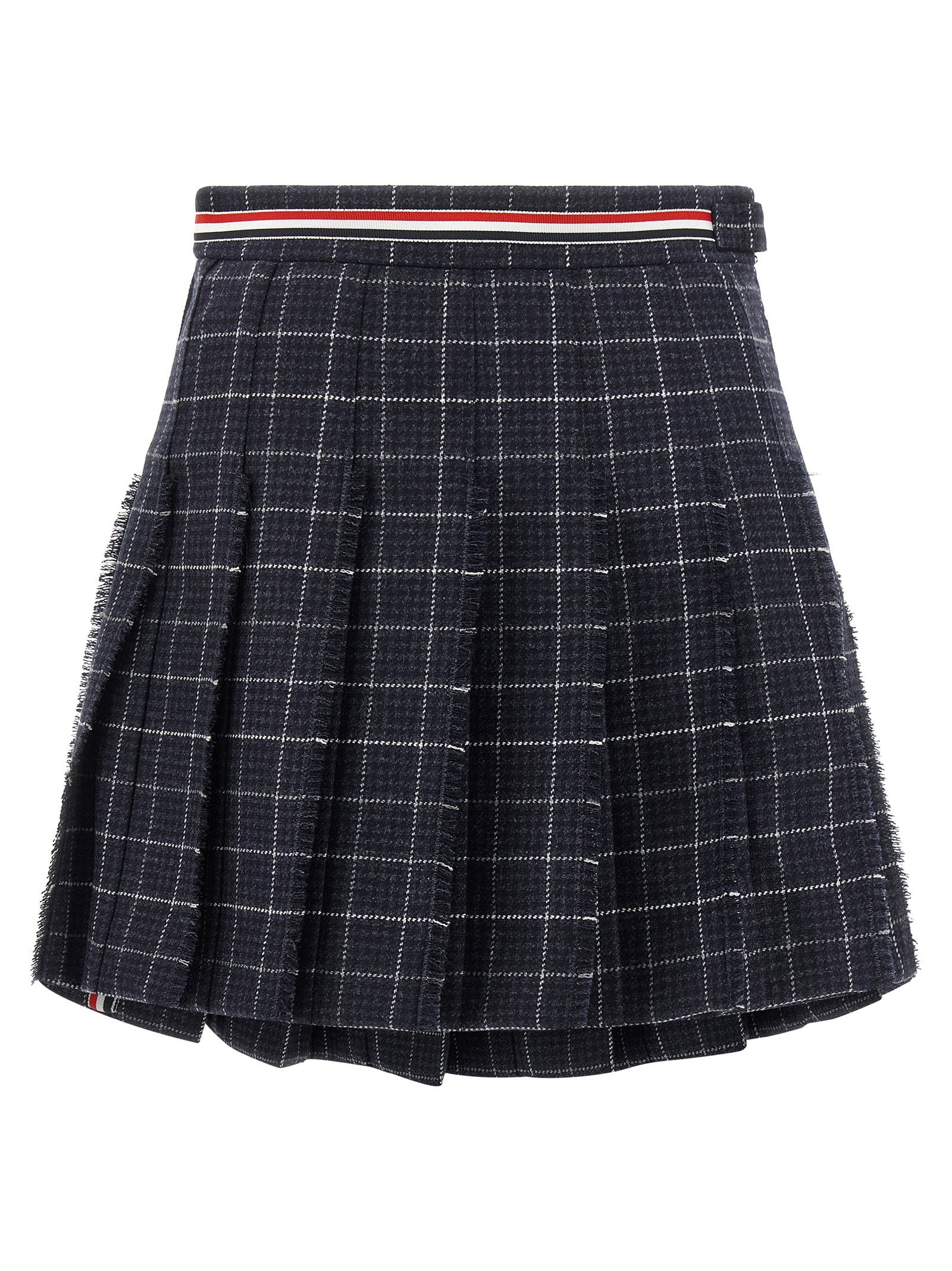 Thom Browne Rwb Pleated Tweed Skirt