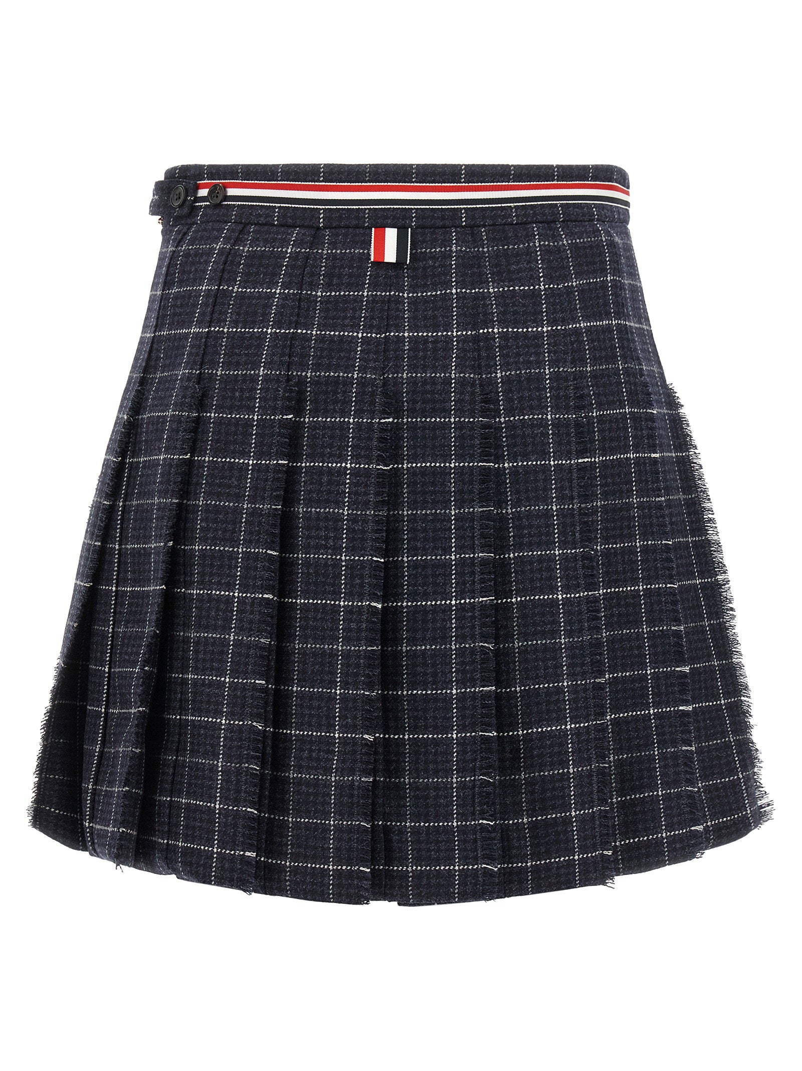 Thom Browne Rwb Pleated Tweed Skirt