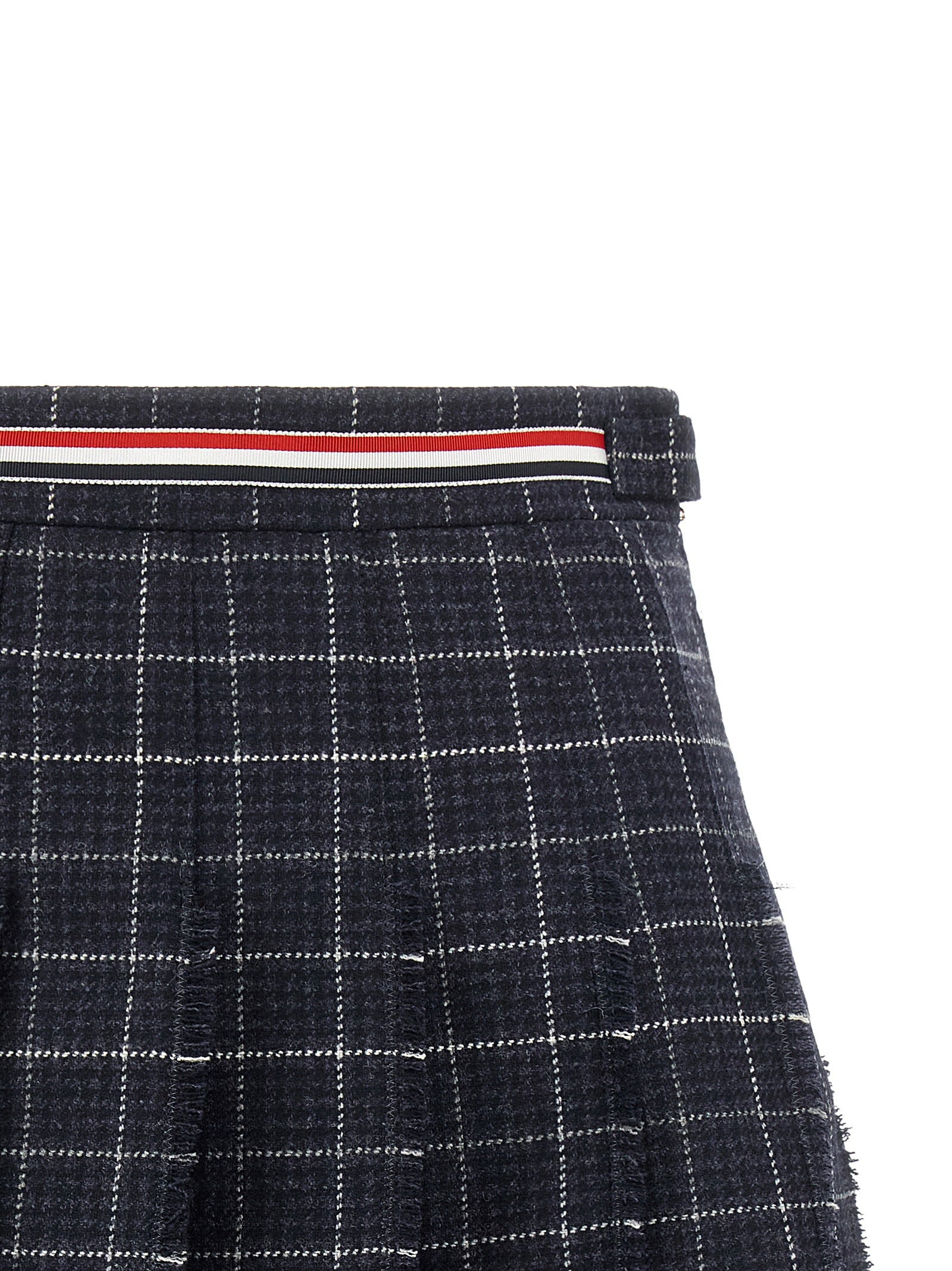Thom Browne Rwb Pleated Tweed Skirt