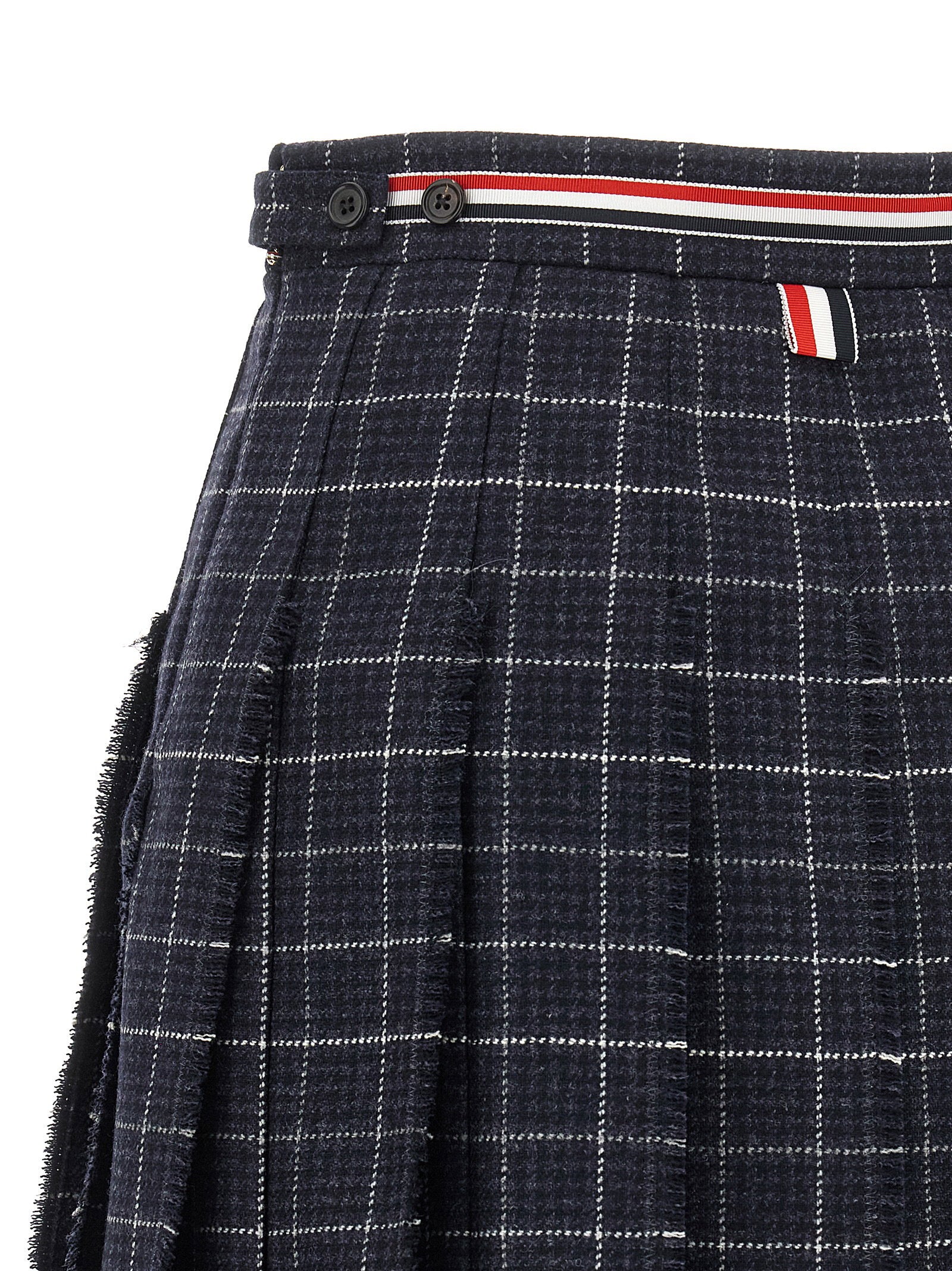 Thom Browne Rwb Pleated Tweed Skirt