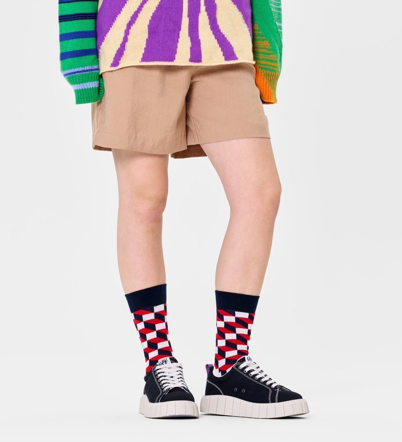 Happy Socks Unisex Filled Optic Design Crew Length Socks for Women and Men