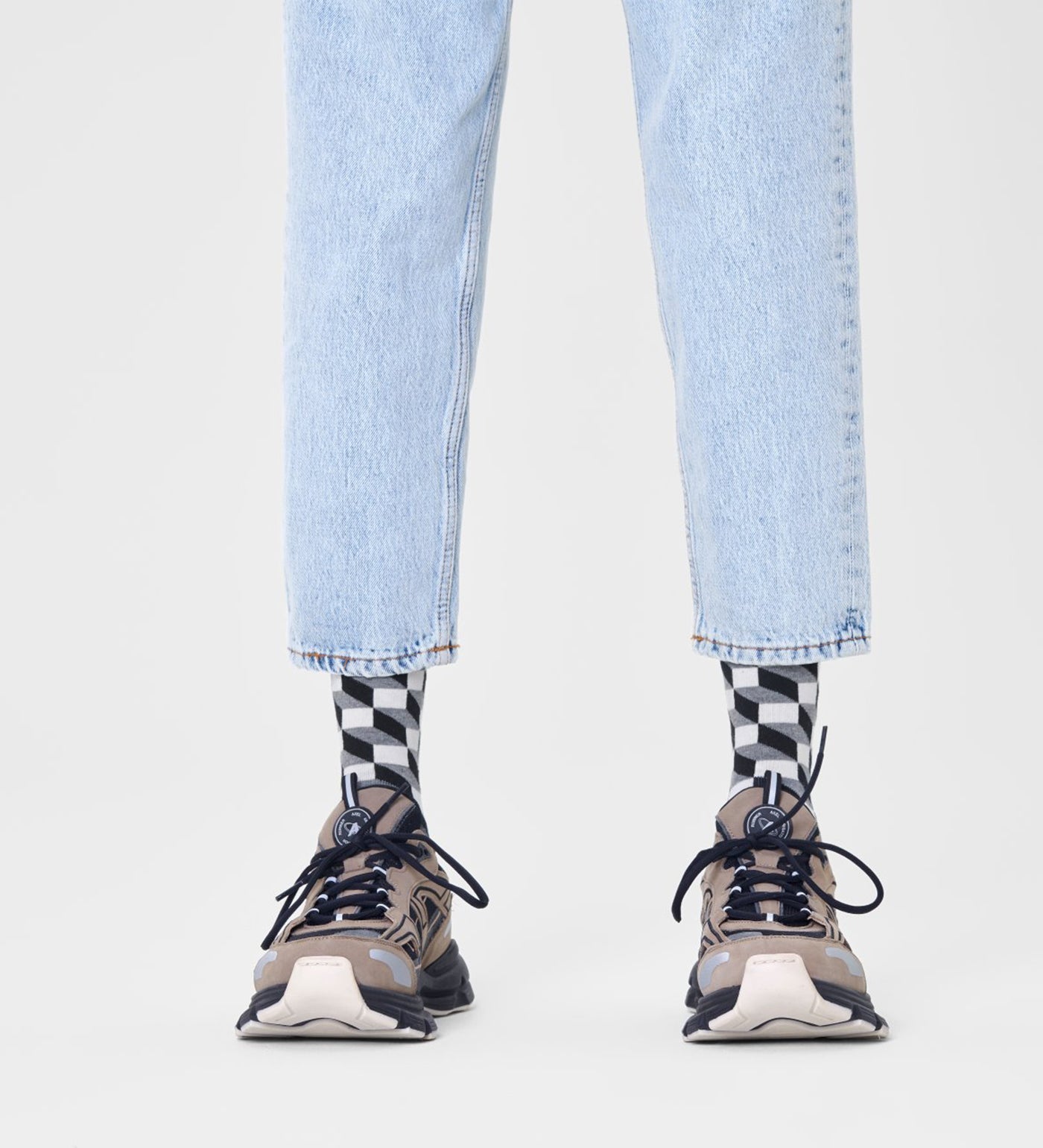 Happy Socks Unisex Filled Optic Style Crew Length Socks for Women and Men
