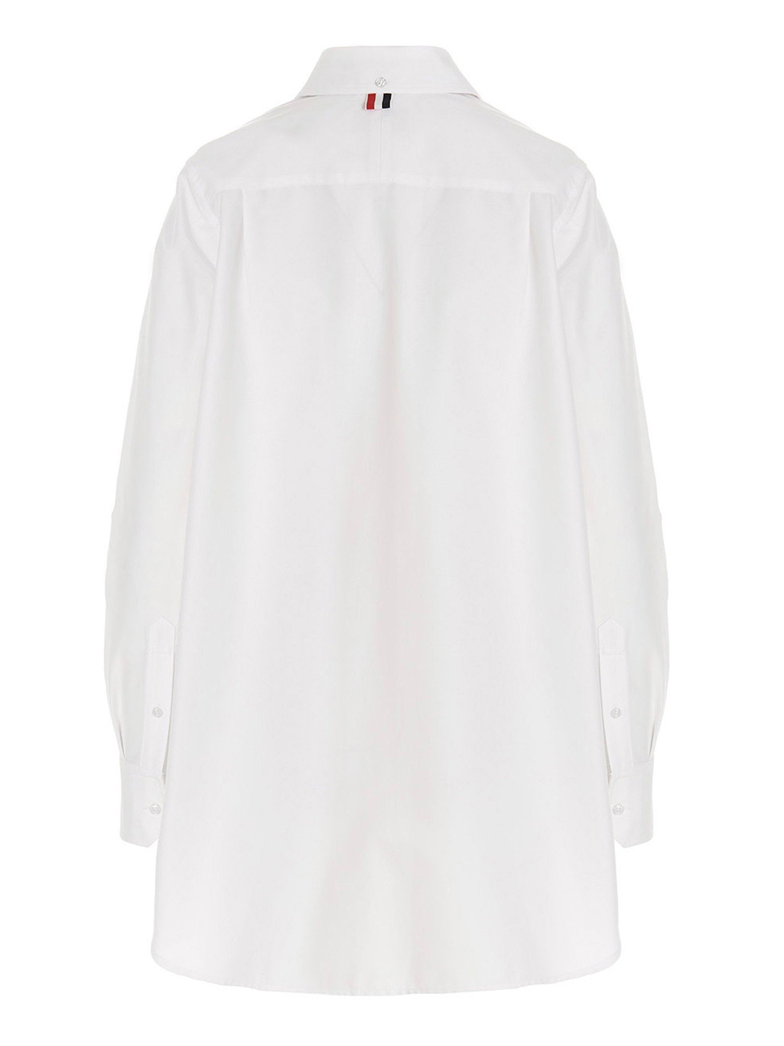 Thom Browne Logo Pussy Bow Blouse