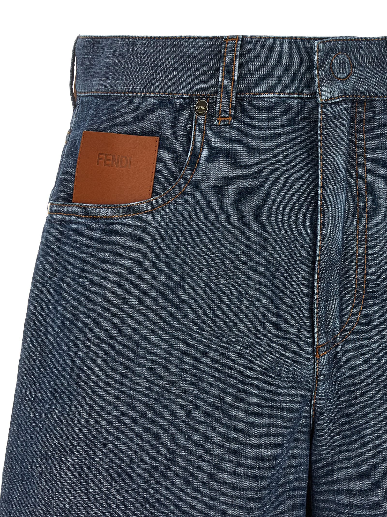 Fendi Chambray Denim Shorts