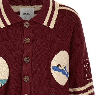 Found Fin Varsity Collared Cardigan