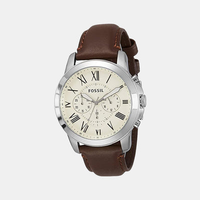 Grant Men Quartz Cream Dial Chronograph Leather Watch FS4735