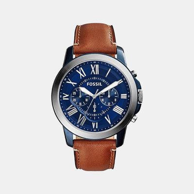 Grant Men Quartz Blue Dial Chronograph Leather Watch FS5151